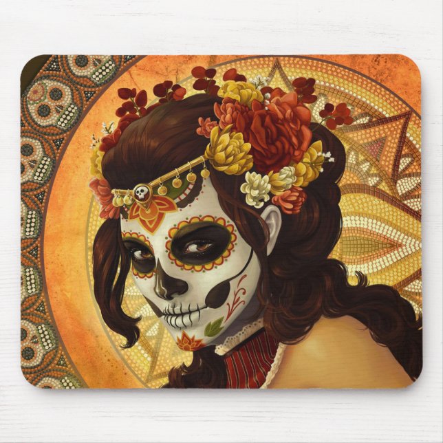 Mousepad Sugar Skull Girl, Dia de los Muertos #10 (Frente)