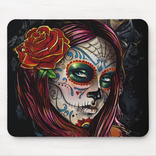 Mousepad Sugar Skull Girl, Dia de los Muertos #7 (Frente)