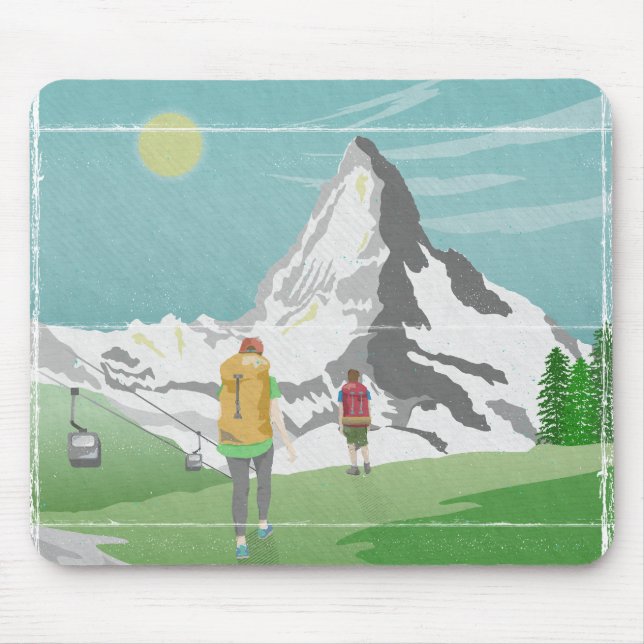 Mousepad suiça de poster de viagens matterhorn (Frente)