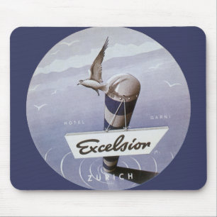 Mousepad Suiça Zurique do Hotel Excelsior viagens vintage