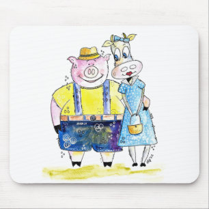 Mousepad Suínos e Vacas, brancos