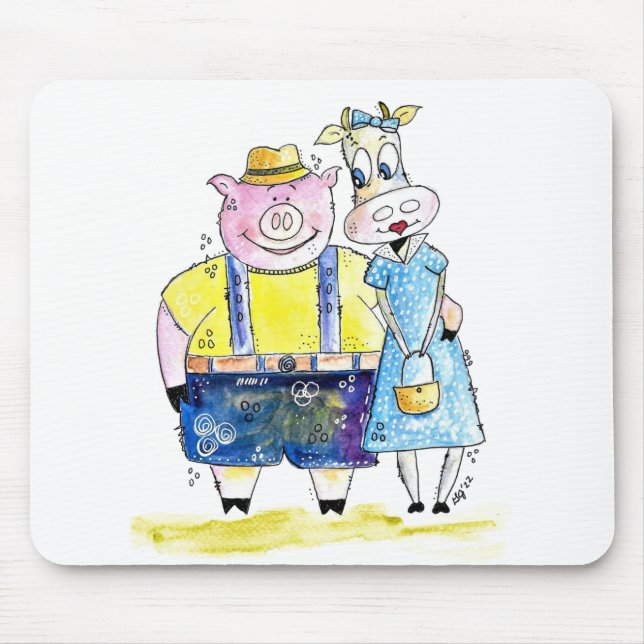 Mousepad Suínos e Vacas, brancos e cúbicos (Frente)