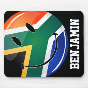 Mousepad Sul feliz redondo lustroso - bandeira africana