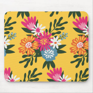 Mousepad Summer Flower Bouquet on Gold