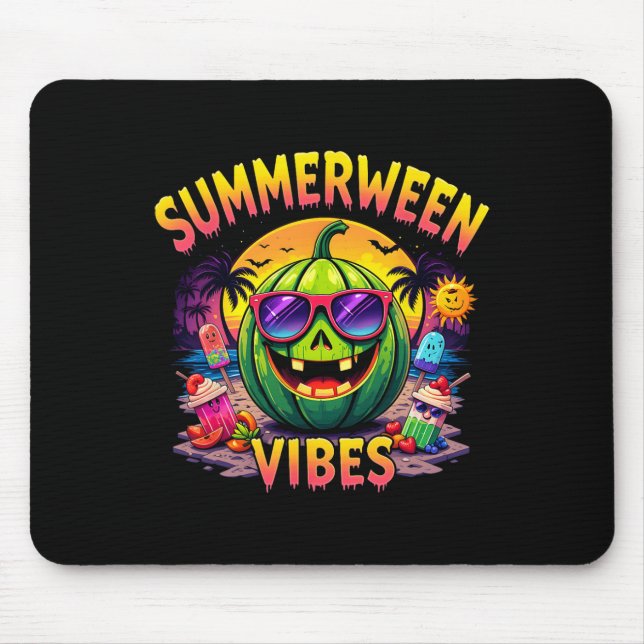 Mousepad Summer Watermelon Jack-o-lantern Summerween Vibes (Frente)