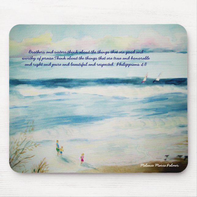 Mousepad summerbeachwatercolor, irmãos e irmãs, thi… (Frente)