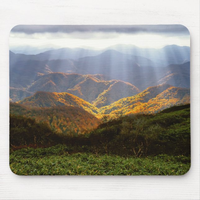 Mousepad Sun Rays Sobre Montanhas Shirakami-Sanchi (Frente)