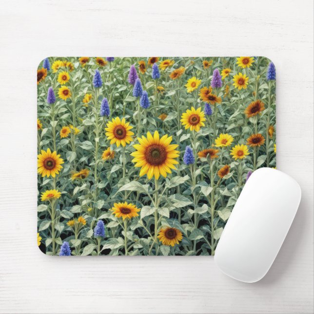 Mousepad Sunflower and Wildflower Field (Com mouse)