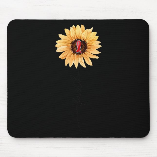 Mousepad Sunflower FAITH Burgundy Ribbon Brain Aneurysm Awa (Frente)