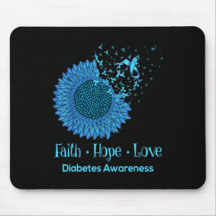 Mousepad Sunflower Faith Esperança Ama Diabetes Sensibiliza