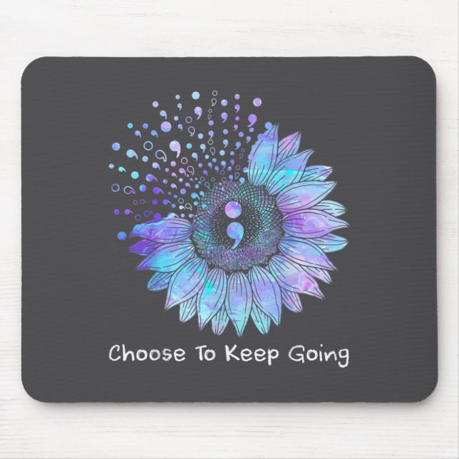 Mousepad Sunflower Teal Purple Ribbon Suicide Prevention Aw (Frente)