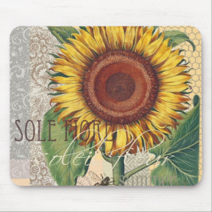 Mousepad Sunflower Vintage Damask Flower Art