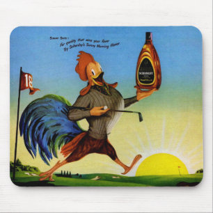 Mousepad Sunny, o galo Schenley no campo de golfe