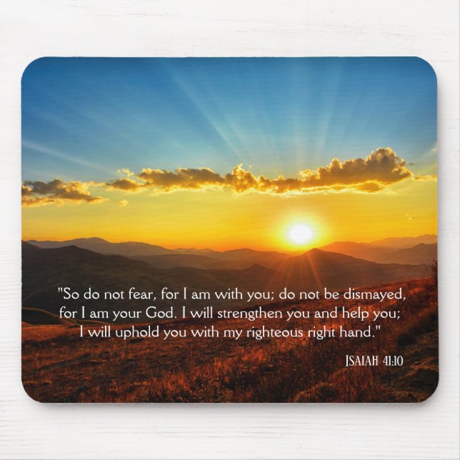 Mousepad Sunrise Mountain Não Teme Isaiah 41:10 (Frente)