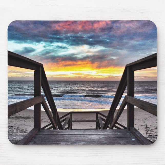 Mousepad Sunset Beach View do Rustic Wood Deck (Frente)