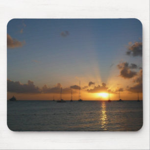 Mousepad Sunset com Imagem de Paisagem Tropical de Barcos d