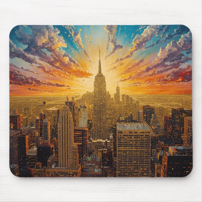 Mousepad Sunset do ouro sobre Skyline Nova Iorque (Frente)