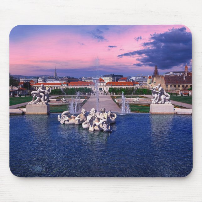 Mousepad Sunset over fountain em Viena (Frente)