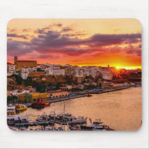 Mousepad Sunset sobre Mahon harbor - Menorca, Espanha