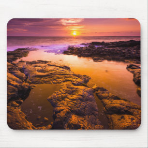 Mousepad Sunset sobre piscinas de maré, Havaí