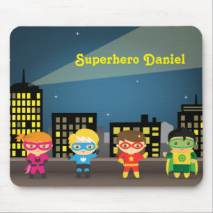 Mousepad Super-herói Bonito Skyline Para Crianças