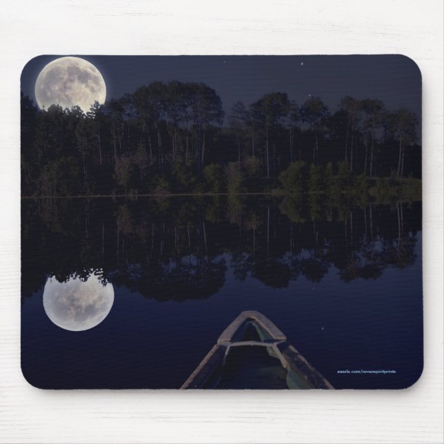 Mousepad Super Lua sobre o Lago de Canoé Late à Noite (Frente)