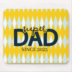 Mousepad Super Pai desde o Ano Yelow Argyle Padrão