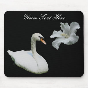 Mousepad Suporte De Flor De Hibiscus Branco E Cisne