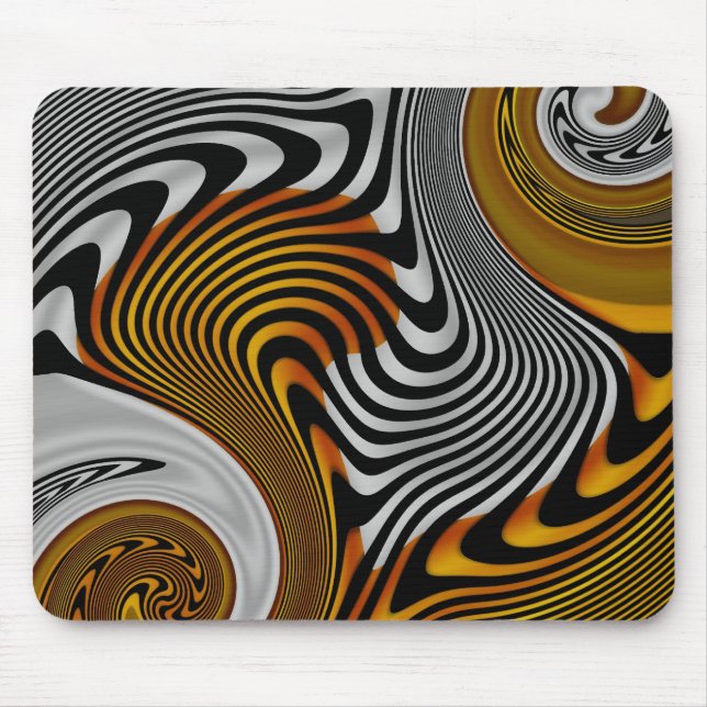 Mousepad Suporte de Mouse Abstrato Laranja Preto Prata Desi (Frente)
