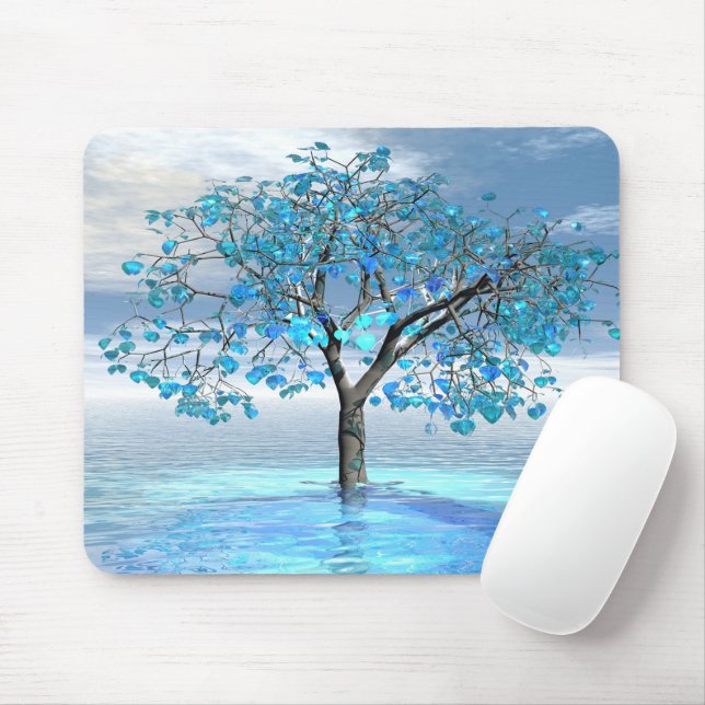Mousepad Suporte de Mouse Árvore Cristal Azul (Com mouse)