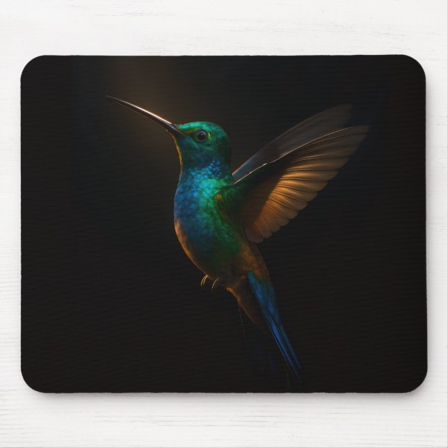 Mousepad Suporte de mouse com Beija-flor Voando (Frente)