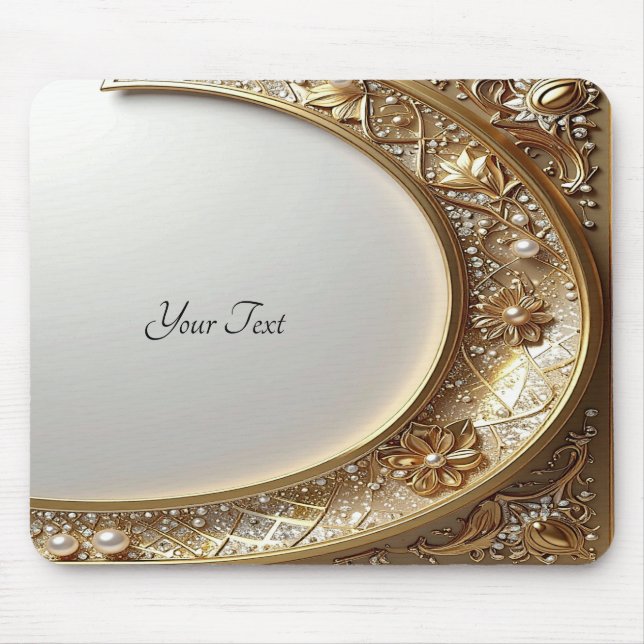 Mousepad Suporte de Mouse com Moldura Dourada Ornamentada (Frente)