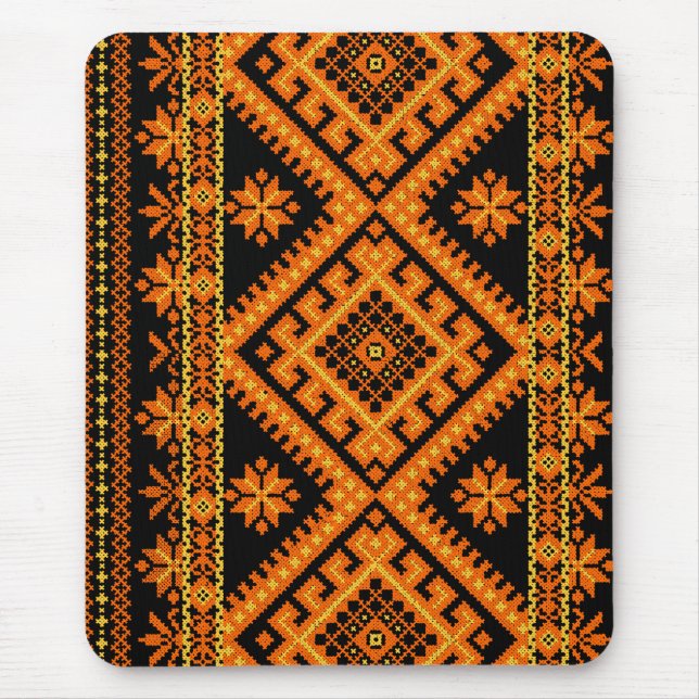 Mousepad Suporte de Mouse Cruz Ucraniana Costurada Laranja (Frente)