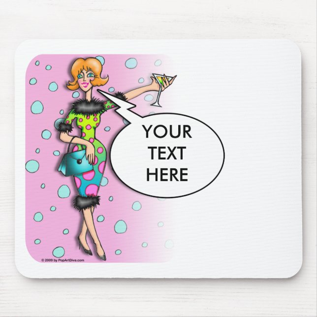 Mousepad Suporte de Mouse - Diva do Martini de Bolinhas (Frente)
