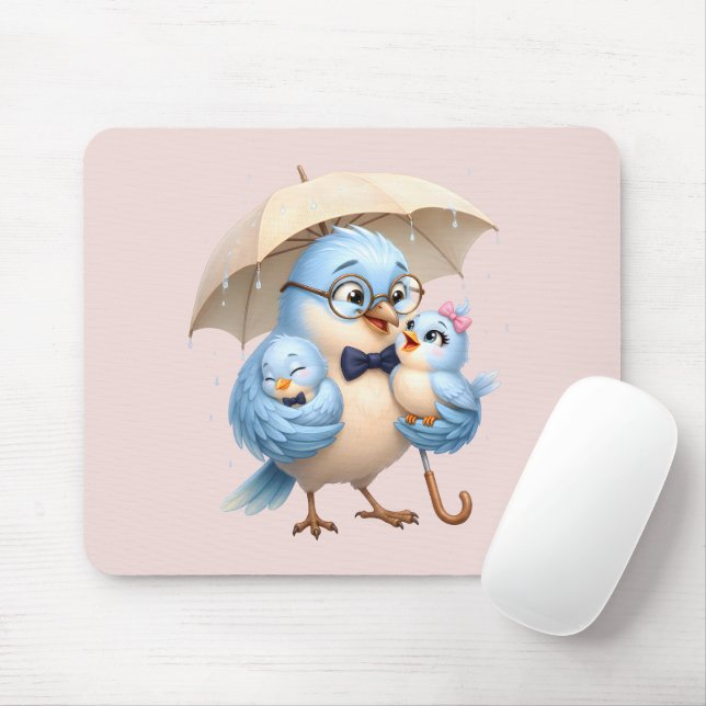 Mousepad Suporte de Mouse Família do Pai Pássaro (Com mouse)