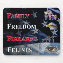 suporte de mouse família, liberdade, armas de fogo