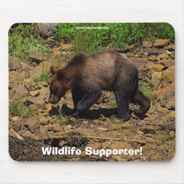 Mousepad Suporte de Mouse Filhote de Urso Pardo (Frente)