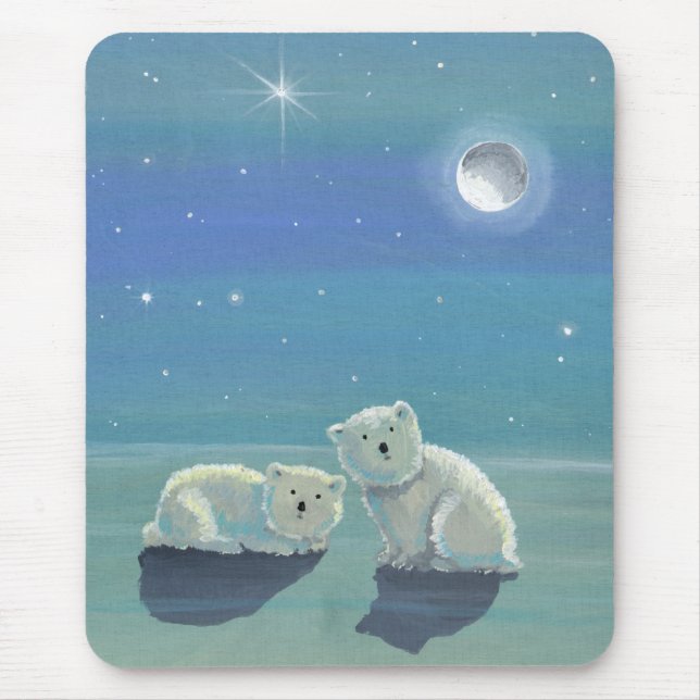 Mousepad Suporte de Mouse Filhotes de Urso Polar (Frente)