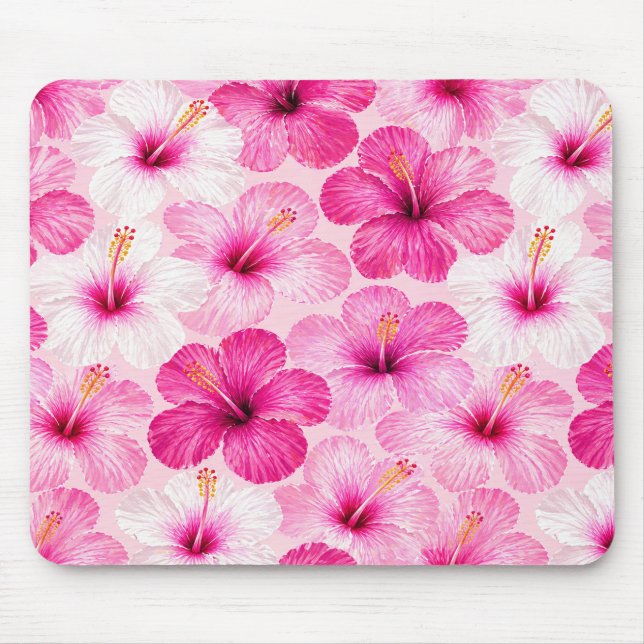 Mousepad Suporte de Mouse Flor de Hibisco Rosa (Frente)
