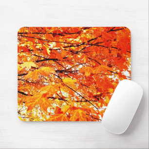 Mousepad Suporte de Mouse Folhas de Bordo Laranja no Outono