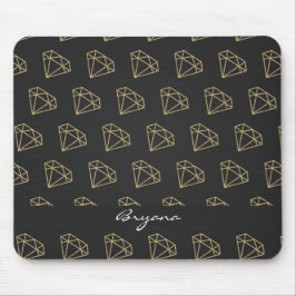 Mousepad Suporte de Mouse Glamour Moderno Diamante Dourado
