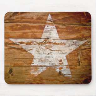 Mousepad Suporte de mouse, Grão de madeira rústico estrelar