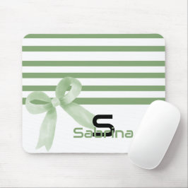 Mousepad Suporte de Mouse Listras de Arco Verde Aquarela Fo