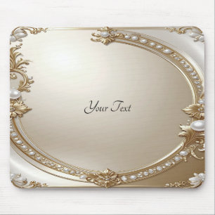 Mousepad Suporte de Mouse Moldura Dourada Ornamentada com P