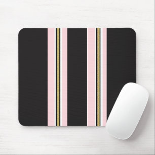 Mousepad Suporte de Mouse Pink & White Gold Black Stripe