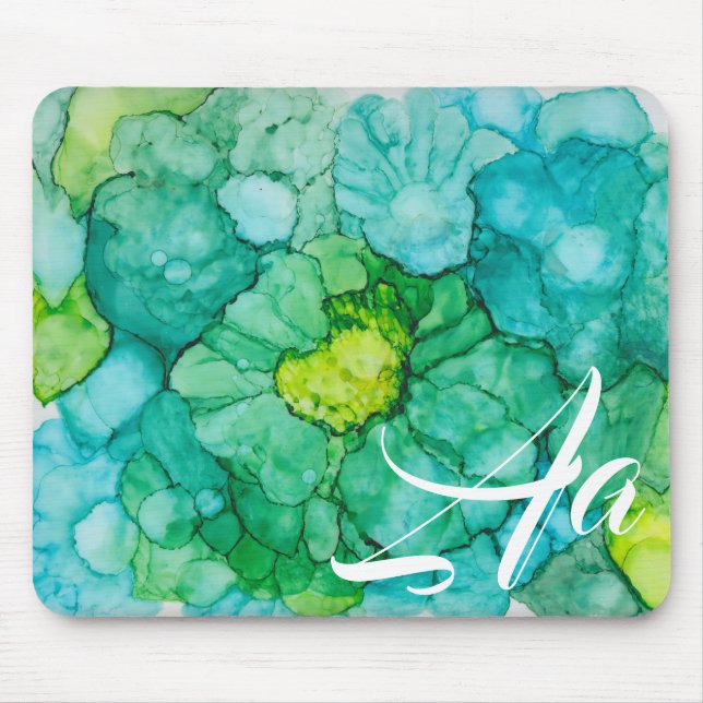 Mousepad Suporte de mouse "Pintura a Tinta Alcoólica Floral (Frente)