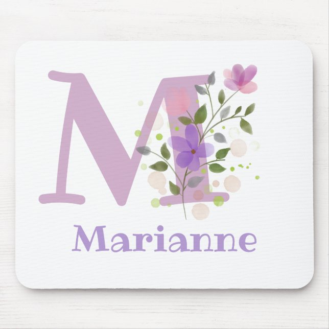 Mousepad Suporte de Rato Inicial Plus Nome & Desenho de Flo (Frente)