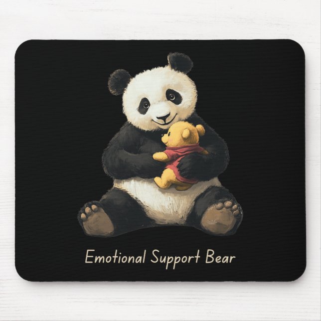 Mousepad Suporte Emocional Urso De Panda Segurando Um Urso  (Frente)