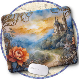 Mousepad SUPORTE PARA MOUSE - Caminho Floral para o Castelo