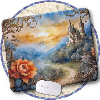 Mousepad SUPORTE PARA MOUSE - Caminho Floral para o Castelo